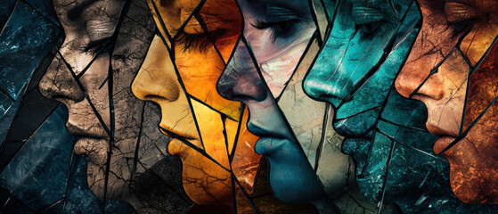 stained glass fractured woman